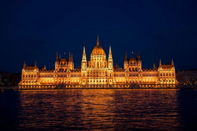 Admire the architecture of the Hungarian Parliament.