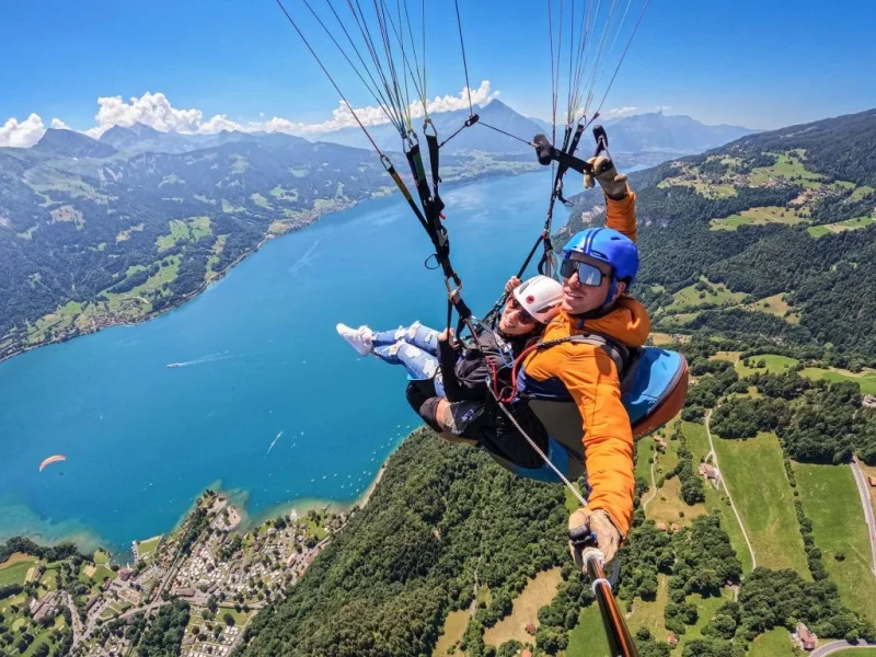 Hang glider or paraglider, Interlaken, Switzerland
