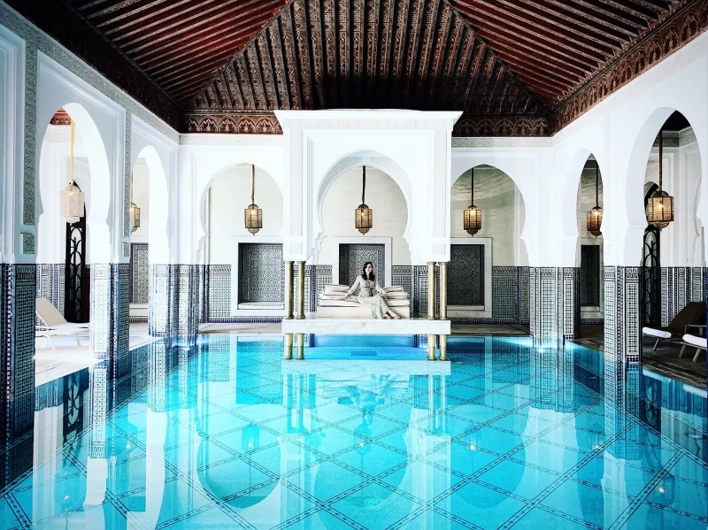 Relaxation in a hammam, Marrakech, Morocco