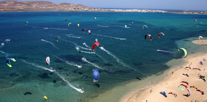 Kitesurfing in Pounda, Paros, Greece