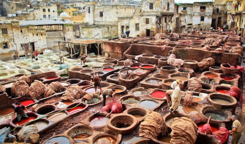 Leather tanners, Fez, Morocco