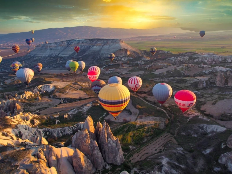 Hot air balloon flight, Cappadocia, Turkey