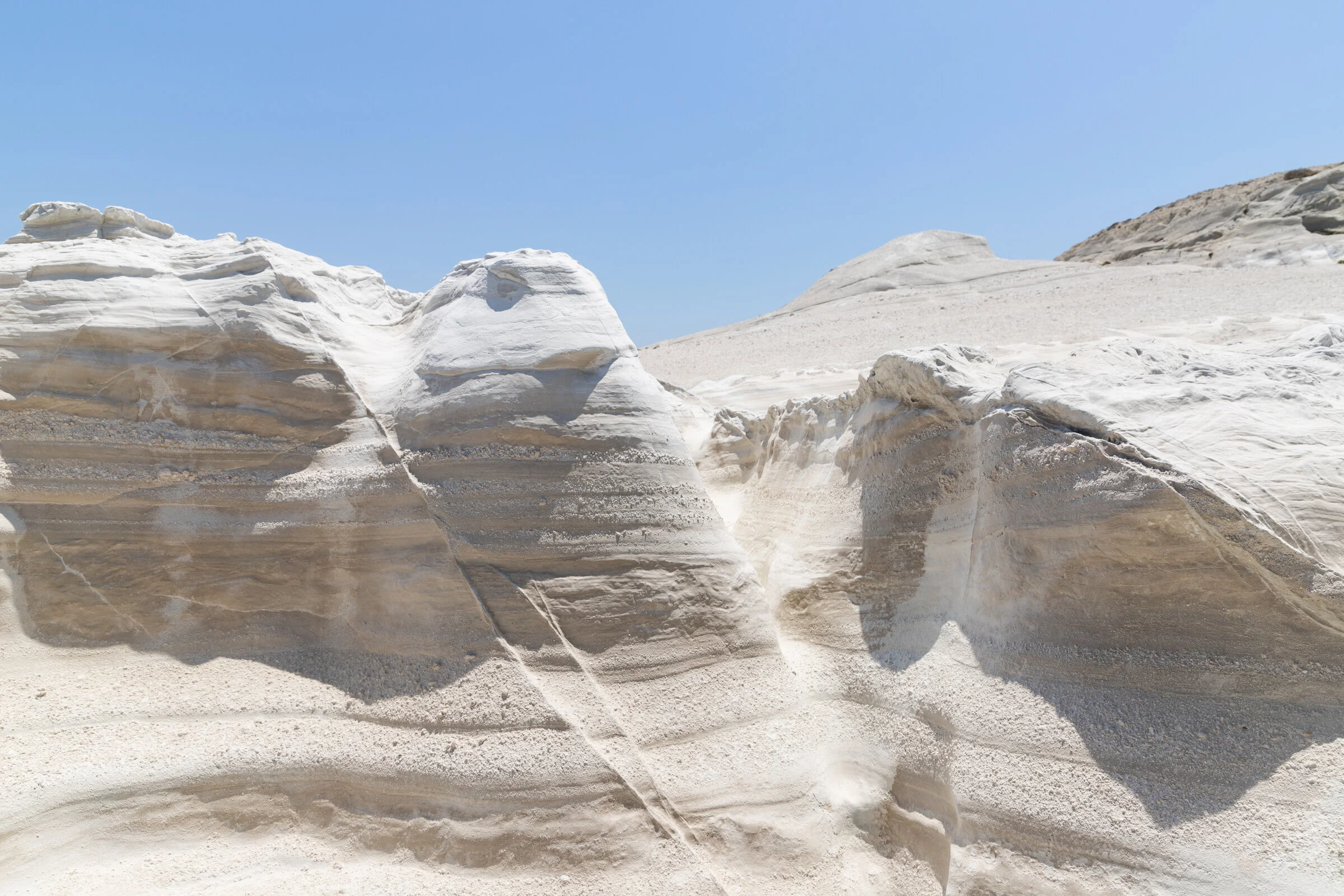 Paysage lunaire de Sarakiniko sur l'île de Milos, Cyclades